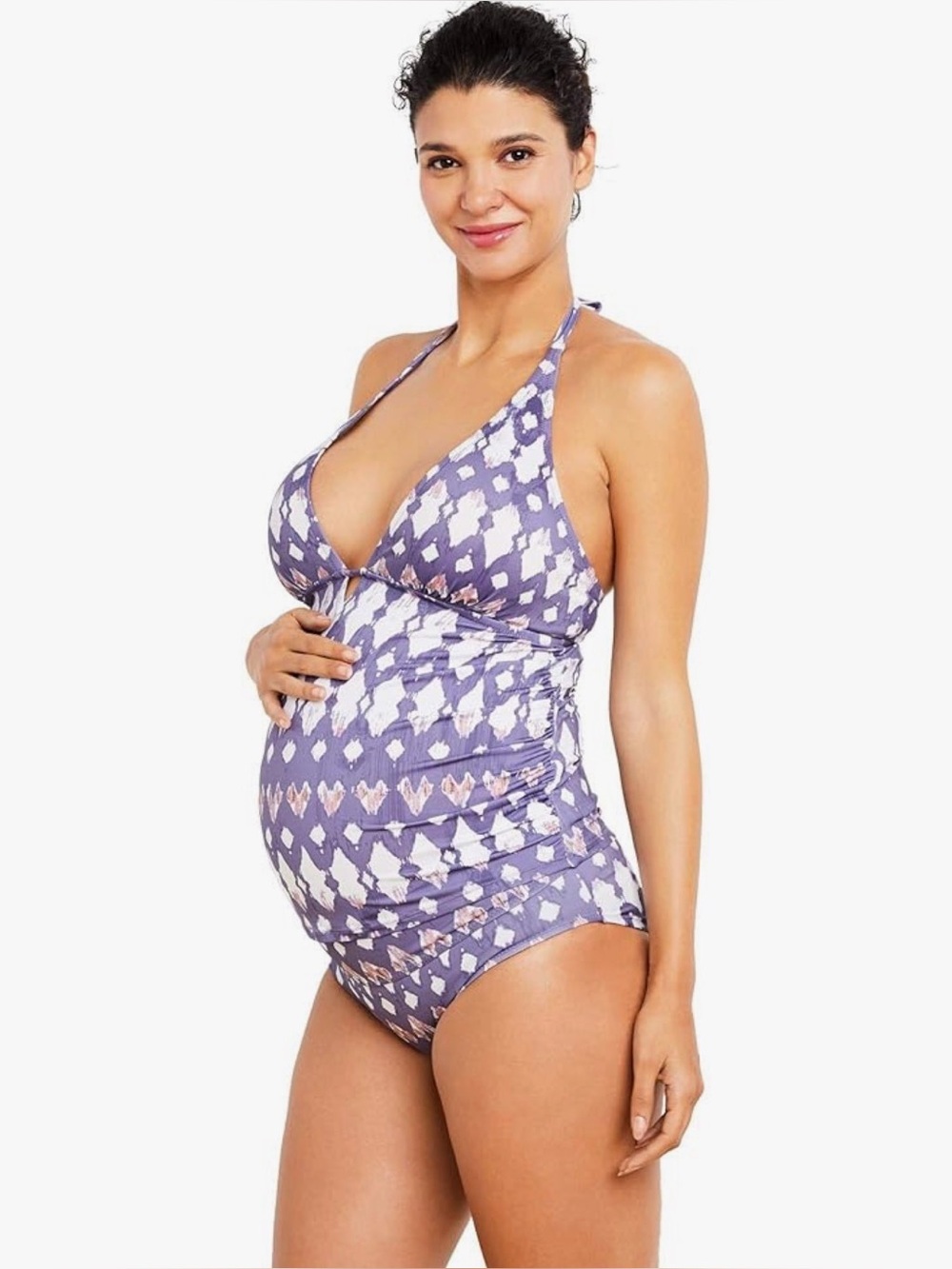 A Pea in the Pod Maternity Tankini Swimsuit Bathing Suit Halter Top Bottom Set M